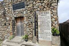 The Khonoma Fort in Khonoma. The chronology of the fort, from the conflict with the British and the Indian Army onwards, is described in the local Naga language.