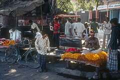 Selling flower garlands in Jaipur.