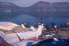 Women doing their laundry in Anasagar Lake, in Ajmer.