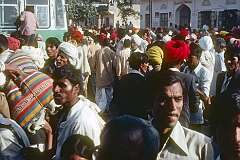 People jn Pushkar trying to board a bus from Pushkar to Ajmer.