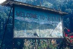 The “Welcome to Sikkim” sign in Rangpo, 38 kilometres south of Gangtok.
