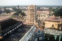 View to the Palace Bell Tower from a tower of the Royal Maratha Palace of Thanjavur.