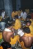 Brahman students singing sacred texts in the Ramanathaswamy Temple in Rameswaram. These high-caste young men and boys learn the sacred texts and participate in the temple's rituals.