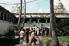 Two of the 22 “theertham” (wells) where people are doused with water, believed to have purifying properties and linked to various mythological events involving Lord Rama.