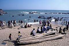 On the beach in Kanniyakumari, at Cape Comorin.