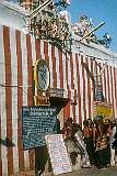 Devotees at the entrance to the Arulmigu Meenakshi Sundareswarar Temple in Madurai.
