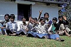 Happy boys in front of the children's home, Kodaikanal.