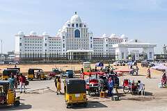 The Dr. B.R. Ambedkar Telangana State Secretariat, named after Bhimrao Ramji Ambedkar, the “Father of the Indian Constitution”. Built in Indo-Saracenic style in 2021-2023, it is the administrative office of the Government of Telangana.