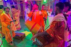 During the Hindu “puja”, in a temporary temple in Agartala.