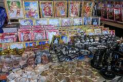 Religious items for sale at the Hindu temple of the Goddess Tripura Sundari, Udaipur.