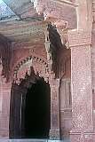 An elaborately carved gate in Fatehpur Sikri, a political capital of India's Mughal Empire from 1571 until 1585; the capital was moved to Delhi in 1586, maybe because of an inadequate water supply.