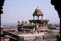 View from a roof terrace in Fatehpur Sikri, the political capital of India's Mughal Empire near Agra founded in 1569 by the great Mughal emperor Akbar, but abandoned 16 years later.