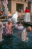 Women bathing in the Ganges river in the Hindu holy city of Varanasi, deeply associated with the river and its religious importance; the city has been a cultural and religious centre in northern India for thousands of years.