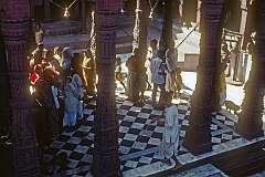 Devotees in Durga Mandir, one of the most famous temples in Varanasi, constructed by Rani Bhabani of Natore in the 18th century.