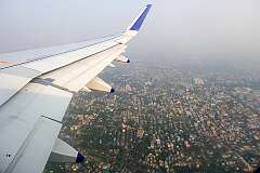 Over Chandra Pally, New Barrakpur, 7 kilometres north of Kolkata's Netaji Subhash Chandra Bose International Airport, in 2023.