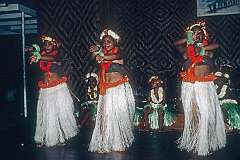 Gilbertese dancing by girls in the Mendana Hotel of Honiara.
