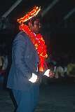 The groom dancing at the wedding reception in Bairiki.