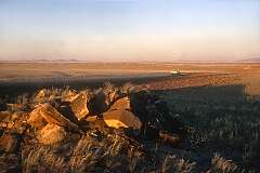 The road in the Namib Desert Park, heading east from Walvis Bay.