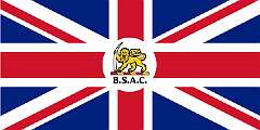 BRITISH SOUTH AFRICA COMPANY, 1890 - The British South Africa Company was an amalgamation of the Central Search Association, a venture of Cecil Rhodes, an English-South African mining magnate, and the London-based Exploring Company Ltd, to exploit the mineral wealth expected in what is now Zimbabwe. It was chartered in December 1889 and adopted a flag the following year: the British Union Jack, with the centre featuring a lion holding an elephant tusk and the company’s initials on a white disk.