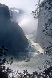 The Zambesi gorge with Victoria Falls or Mosi-oa-Tunya (“The smoke that thunders”).