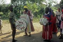 Drummers of the St. Luke Apostolic Church in Manicaland, in the east of Zimbabwe.