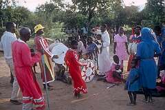 Drumming and dancing in the open-air service of the Saint Luke's Apostolic Ejwel Jekenishen church.