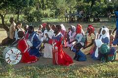 The congregation of the Saint Luke's Apostolic Ejwel Jekenishen church, an indigenous African church, between Birchenough Bridge and Chipinge, east Zimbabwe.