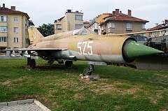 Sofia, Bulgaria, 2015 - A Mikoyan-Gurevich MiG-21, a Soviet built supersonic jet fighter aircraft, produced from 1959 to 1985; exported to about 60 countries over four continents, it is the most-produced supersonic jet aircraft in aviation history.