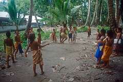 Polowat atoll, Chuuk, Micronesia, 1990 - Skipping rope near the school.